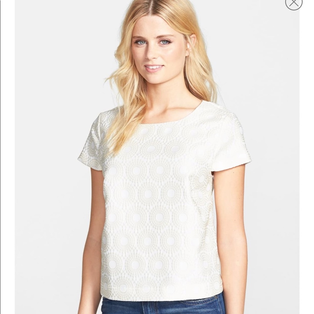 Kensie Brocade Textured Structured Crop Top Size Small